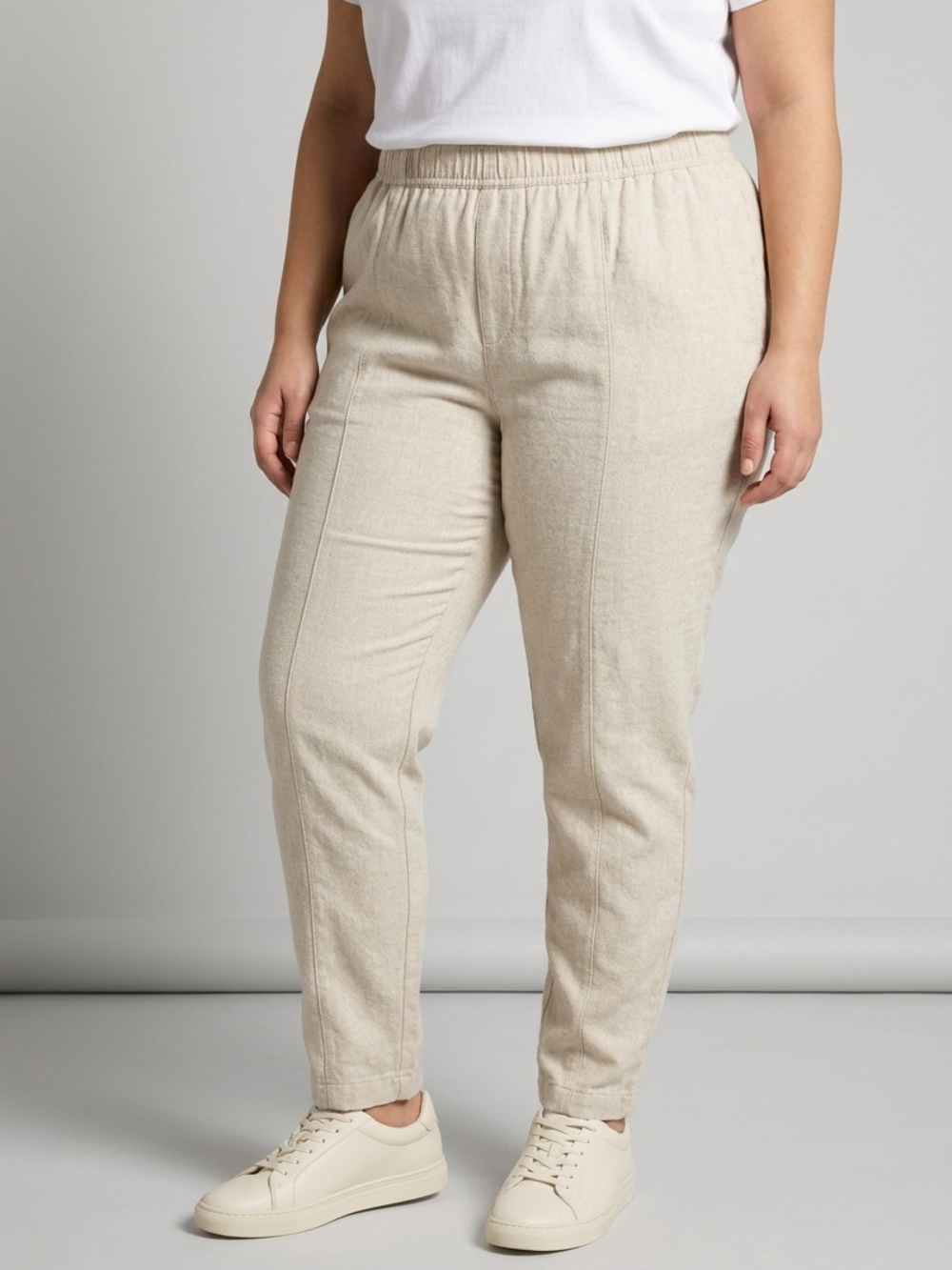 Old Navy Plus-Size Straight-Leg Linen-Blend Pants - Natural